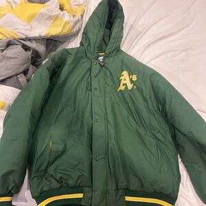 Green Hooded Jacket Oakland A's 1990 starter jacket